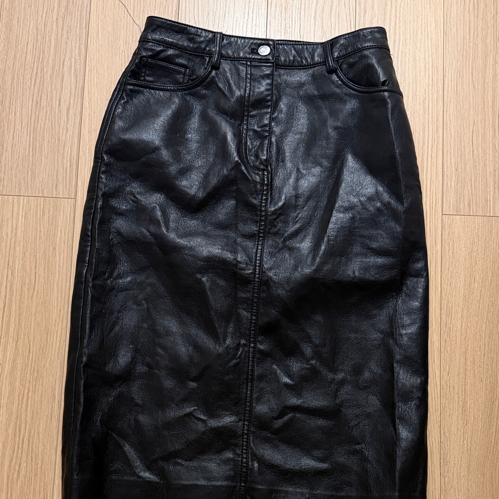 Wilfred Black Leather Pencil Skirt